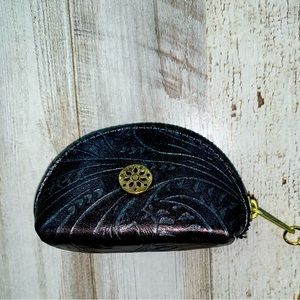 Brand new hand crafted black, genuine, leather coin, purse